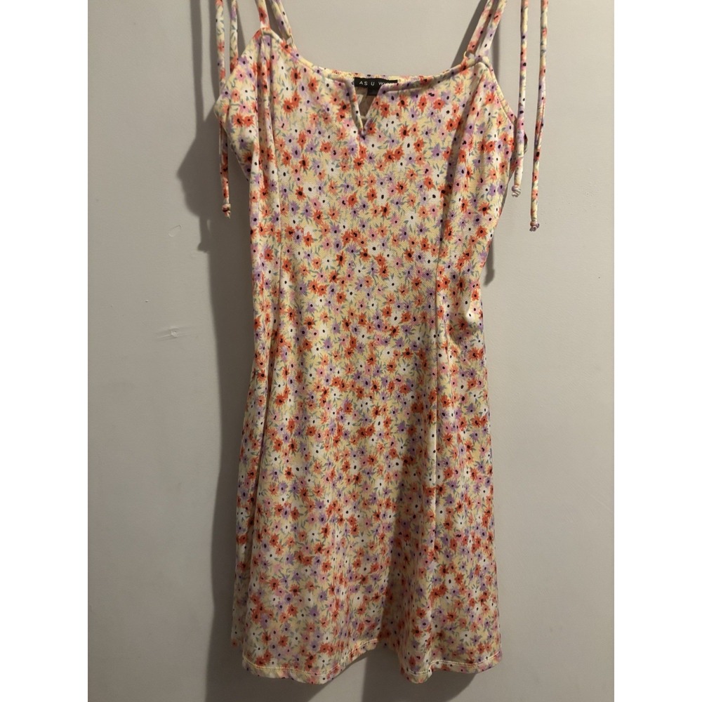 As U‎ Wish Women's Tank Top Midi Spring Dress Pastel Floral Large Summer